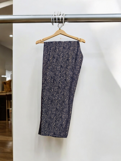 Navy Blue Floral Print Suit Set