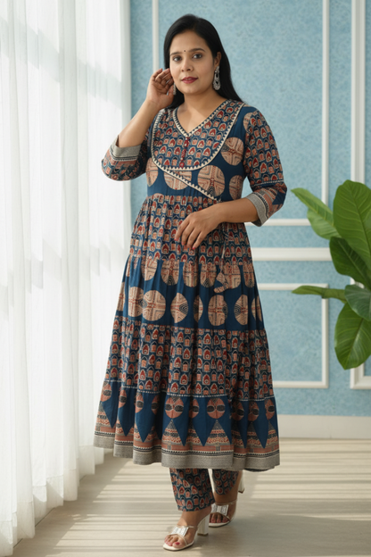 Blue Hand Block Print Cotton Short