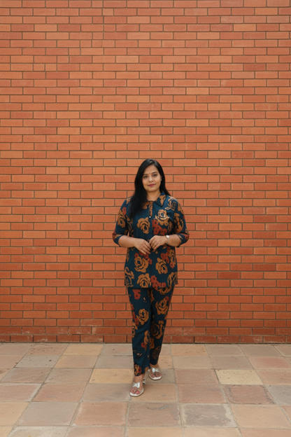 Floral Printed Rayon Co-Ord Set for Women