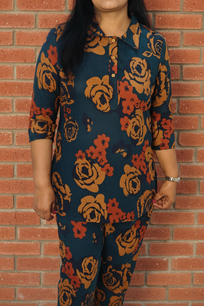 Floral Printed Rayon Co-Ord Set for Women