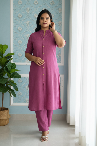 Onion Pink A-Line Co-Ord Set for Women