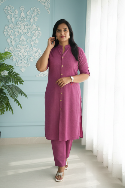 Onion Pink A-Line Co-Ord Set for Women