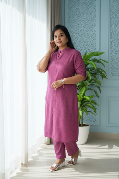 Onion Pink A-Line Co-Ord Set for Women
