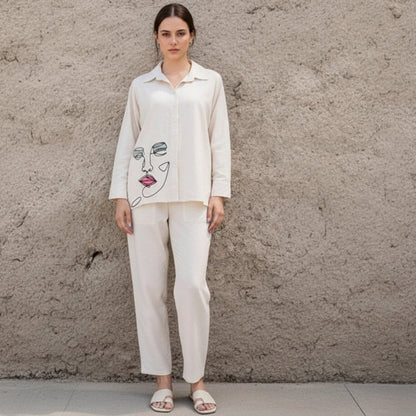 Monalisha Khadi Cotton Shirt Co-Ord Set for Women