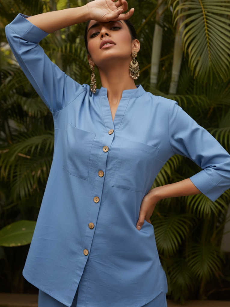 STYLISH OFFICE WEAR BLUE CO-ORD SET 