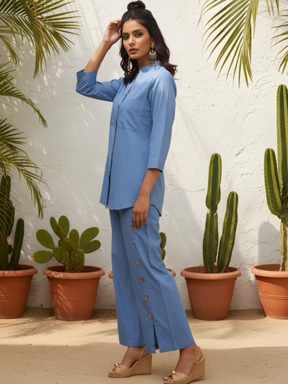 STYLISH OFFICE WEAR BLUE CO-ORD SET 